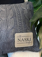 Personalized Throw Blanket Custom Mom Gift Cable Knit Sherpa Style Cozy Comfort Wrap Premium Quality Construction Monogram Design Leather Patch Accent Birthday Present Housewarming Gift Modern Home Decor Beautiful Custom Creation Stylish