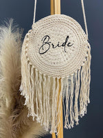 Women Summer Bag Crochet Crossbody Bag Boho Purse Festival Bag Macrame Shoulder Bag Personalized name 7 Inch Round Purse With 8 Inch Fringe 53 Inch Strap Zipper Closure Perfect Gift For Her Bohemian Style Unique Accessory Beach Bag