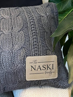 Personalized Throw Blanket Custom Mom Gift Cable Knit Sherpa Style Cozy Comfort Wrap Premium Quality Construction Monogram Design Leather Patch Accent Birthday Present Housewarming Gift Modern Home Decor Beautiful Custom Creation Stylish