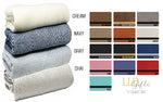 Our farmhouse-style personalized throw comes in a variety of elegant colors: Cream, Gray, Chai, and Navy. The custom laser engraved leatherette patches are also offered in a range of colors to complement your personal style.