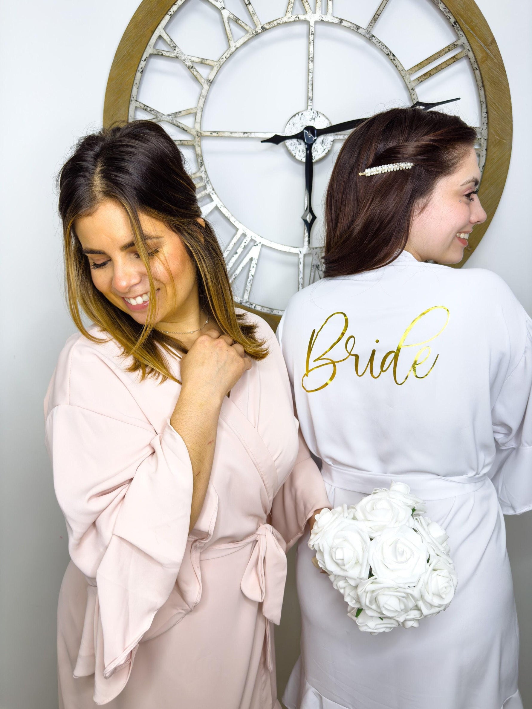 Wedding Ready Robe Collection Personalized Bridesmaid Gift Custom Name Design Chiffon Satin Material Elegant Flutter Sleeves Comfortable Wrap Style Perfect Bridal Party Essential Beautiful Wedding Day Outfit Monogram Option Available