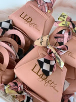 Personalized Wedding Gift Custom Logo Favor Bag Bridesmaid Thank You Collection Silk Scarf Bundle Set Premium Faux Leather Construction Multiple Color Options Beautiful Keepsake Package Wedding Party Essential Elegant Design Details