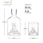 Handmade Crystal Set Premium Whiskey Decanter Mountain Design Collection Custom Engraving Details Perfect Wedding Gift Bar Accessories Essential Luxury Display Piece Crystal Tumblers Unique Barware Collection Premium Quality Handcrafted