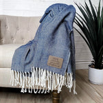 Personalized Herringbone Throw Blanket – Farmhouse Turkish Towel Style Cozy Throw with Fringe & Leather Patch | Custom Home Décor Gift LLD Gifts - Corporate