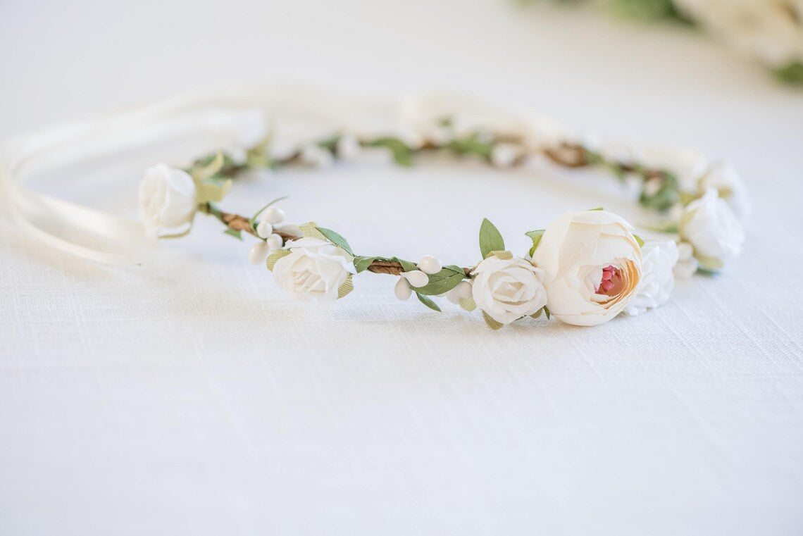 Peony Flower Crown - Wedding Flower Crown - Bridal Headpiece - Flower Girl - Child Flower Crown - Style: SOPHIA - LLD Gifts by Lauren Lash