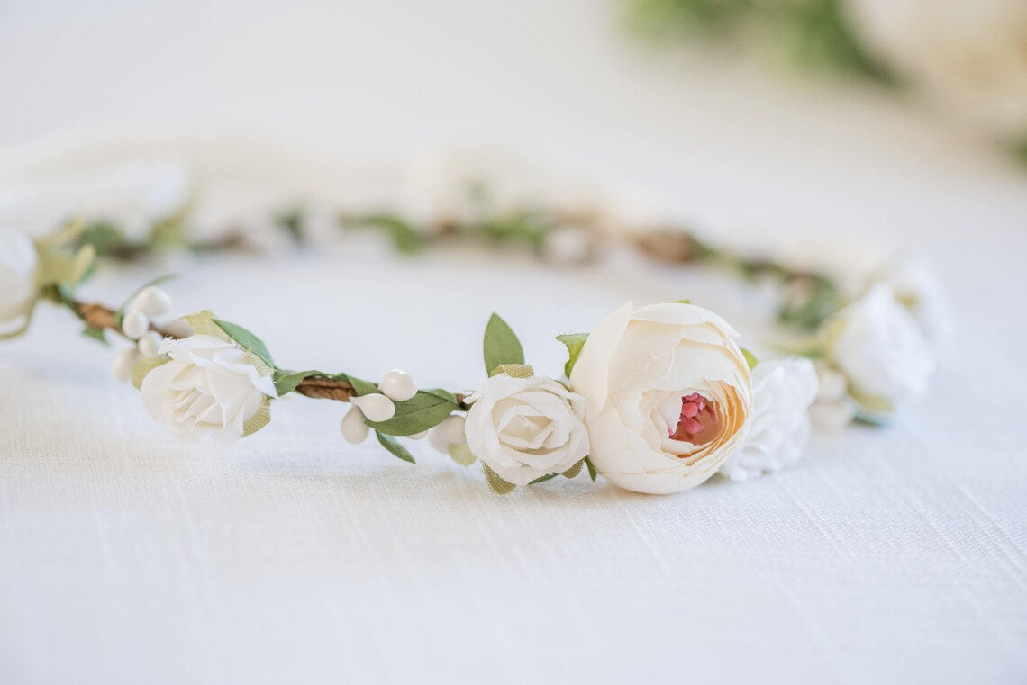 Peony Flower Crown - Wedding Flower Crown - Bridal Headpiece - Flower Girl - Child Flower Crown - Style: SOPHIA - LLD Gifts by Lauren Lash