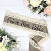 Burlap Future Mrs. Bachelorette Sash - Burlap & Lace Wedding - Burlap Bridal Shower Sash - Gift for Bride - Burlap Sash - LLD Gifts by Lauren Lash