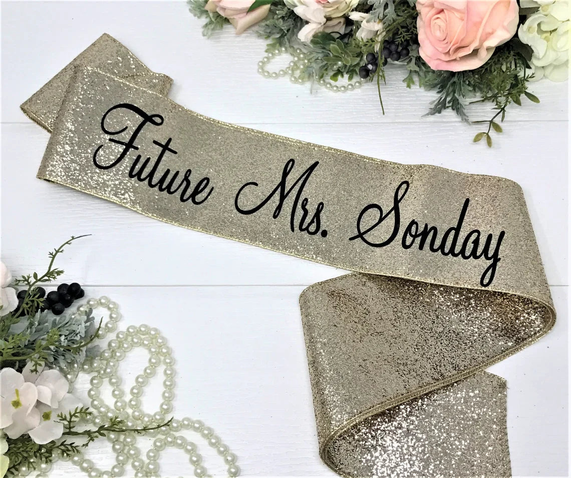 Glitter Bachelorette Sash - Bachelorette Party - Future Mrs. Sash - Bride Sash - Bachelorette Party Sash - Rose Gold Glitter Sash - LLD Gifts by Lauren Lash