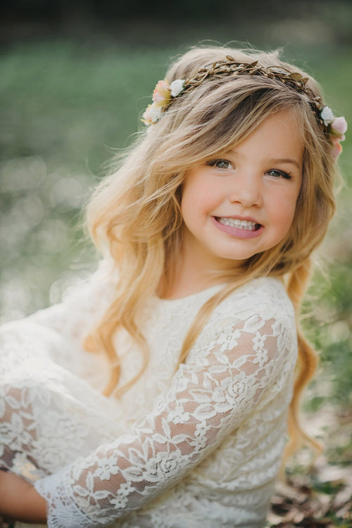 Gold Flower Crown - Flower Crown Wreath - Wedding Flower Crown Veil - Maternity Photo Shoot - Child flower crown - Style: SCARLETT - LLD Gifts by Lauren Lash