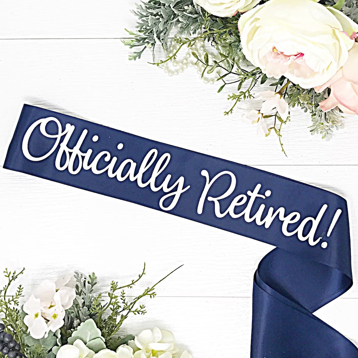 Satin Retirement Party Sash - Retirement Sash - Officially Retired! - LLD Gifts by Lauren Lash