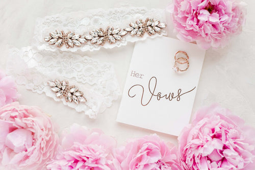 Rose Gold Crystal Garter Set - Wedding Garter - Prom Garter - Crystal Garter - Pearl Garter Set - Style HARPER - Rose Gold - LLD Gifts by Lauren Lash