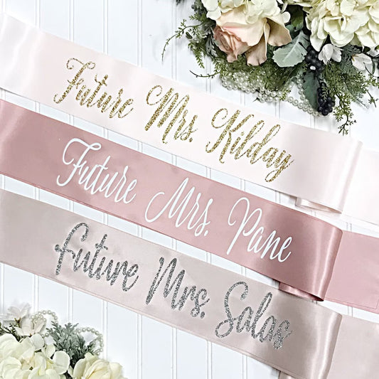 Satin Future Mrs. Sash - Bachelorette Sash - Bachelorette Party - Bridal Shower Sash - Bride Gift - Bachelorette Party Accessories - LLD Gifts by Lauren Lash