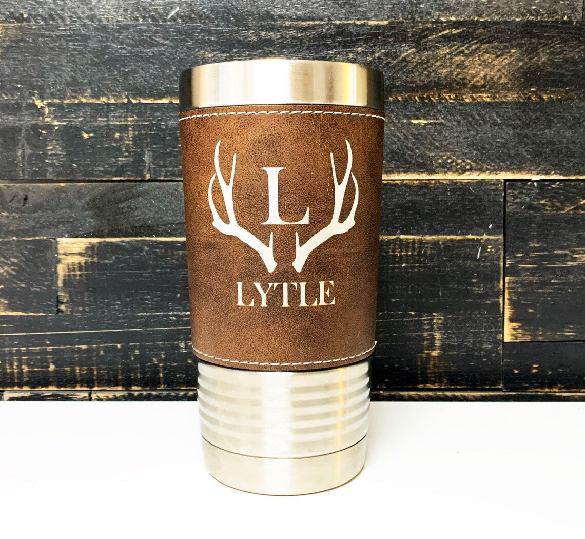 Leather Tumbler - Personalized Gift for Dad - Personalized Tumbler - Engraved Tumbler - Gift for him - Sports Mug - Beer Mug - LLD Gifts by Lauren Lash