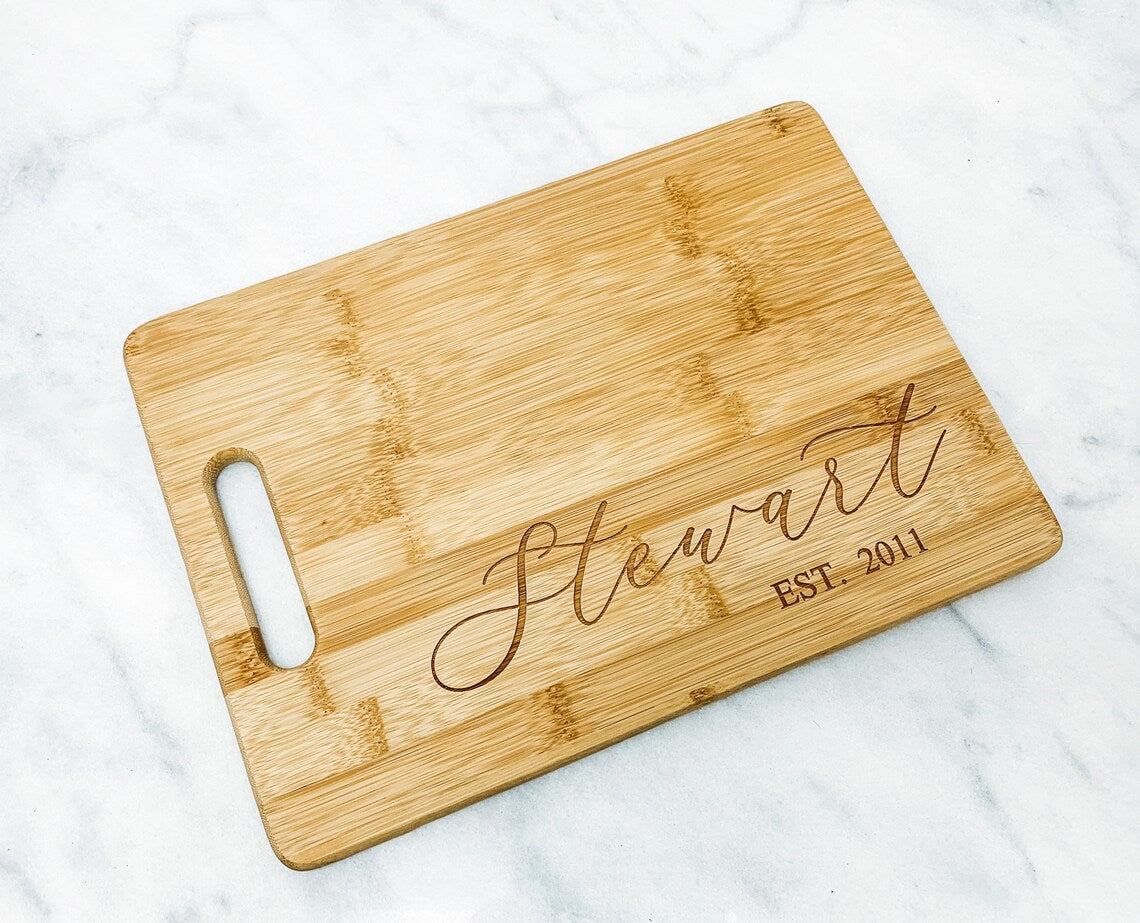 Personalized Wood Cutting Board - Charcuterie Board - Engagement Gift for Couple - Wood Anniversary Gift - Housewarming gift - BAMBOO - LLD Gifts by Lauren Lash