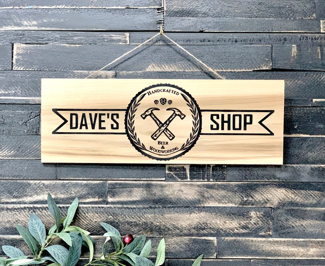 Gift - Man Cave - Shop Sign - Gift for Dad - Gift for Husband - Beer Brewing - Hops - Keg Gift - Home Brew - - LLD Gifts by Lauren Lash