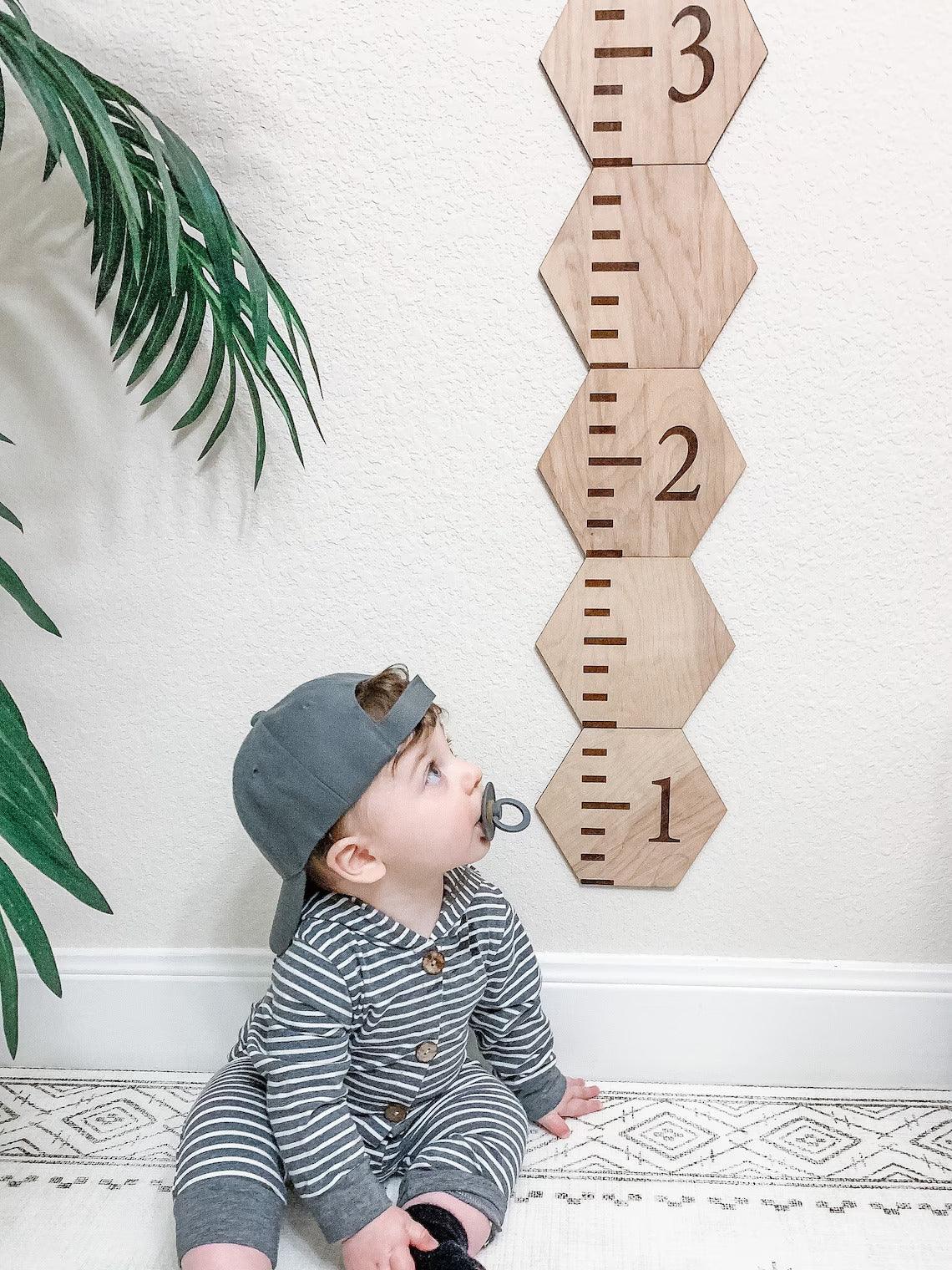 Wood Growth Chart - Hexagon Growth Chart - Growth Ruler - 1st Birthday gift - Height chart for Kids - Baby Shower Gift -New Baby Gift - LLD Gifts by Lauren Lash