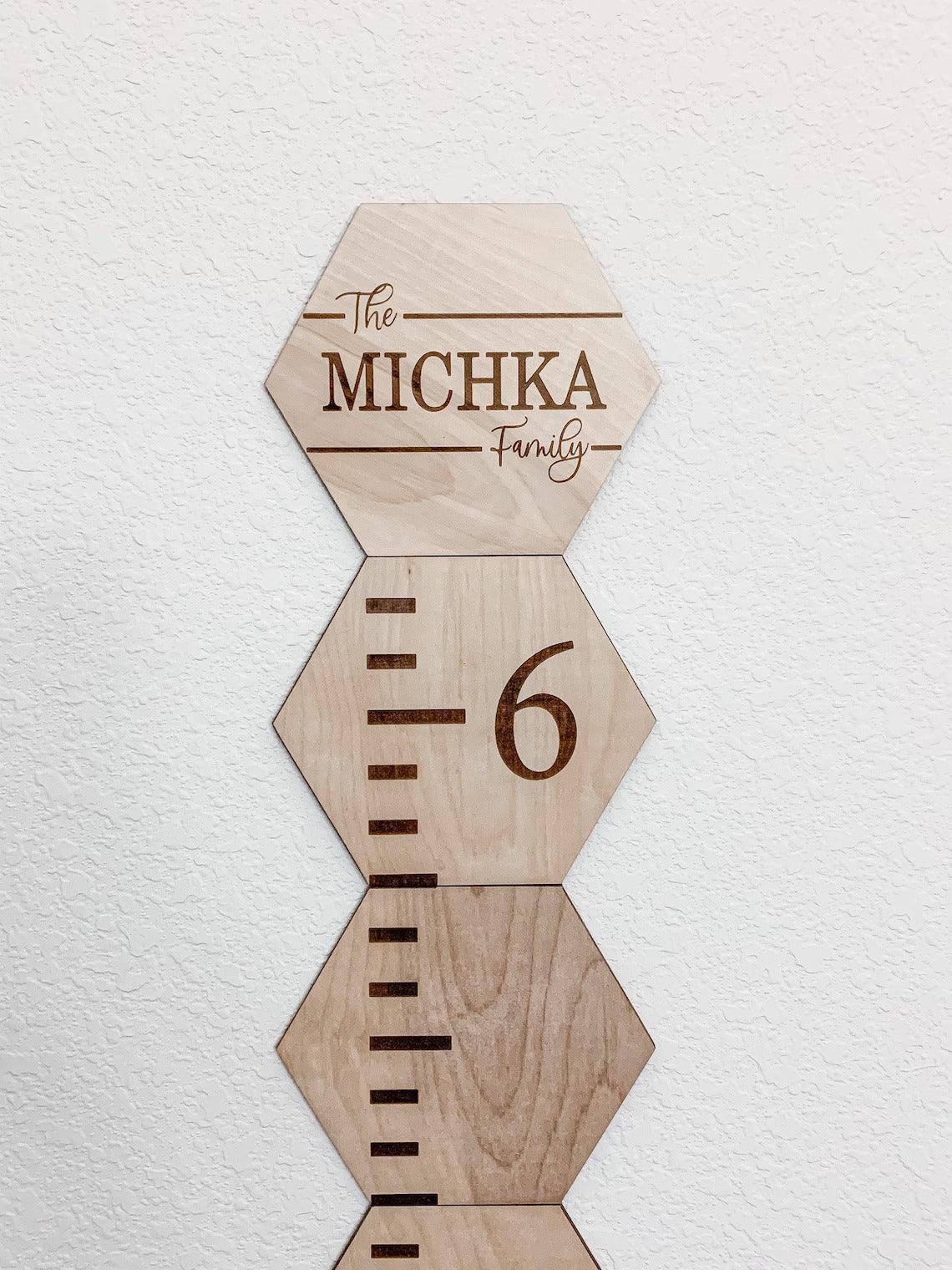 Wood Growth Chart - Hexagon Growth Chart - Growth Ruler - 1st Birthday gift - Height chart for Kids - Baby Shower Gift -New Baby Gift - LLD Gifts by Lauren Lash