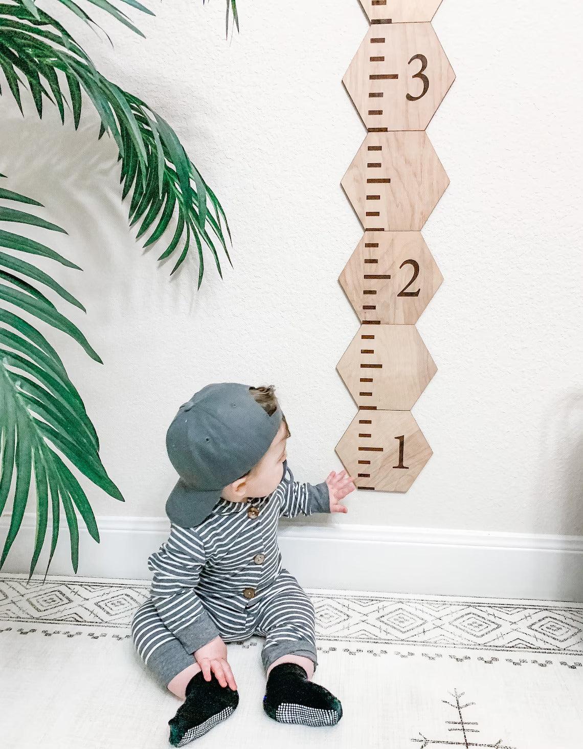 Wood Growth Chart - Hexagon Growth Chart - Growth Ruler - 1st Birthday gift - Height chart for Kids - Baby Shower Gift -New Baby Gift - LLD Gifts by Lauren Lash