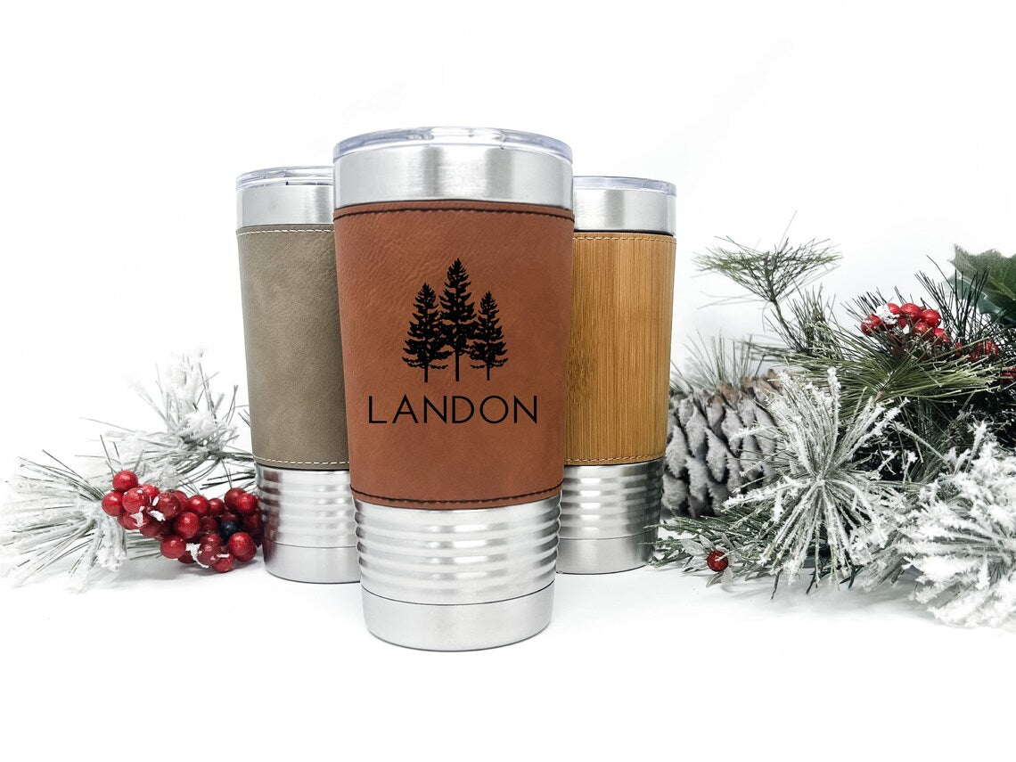 Leather Gift Set Tumbler - YOUR LOGO - Personalized Mug - Personalized Tumbler - Engraved Tumbler - Gift for office gift for employees - LLD Gifts by Lauren Lash