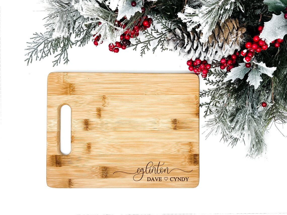 Personalized Wood Cutting Board - Charcuterie Board - Engagement Gift for Couple - Wood Anniversary Gift - Housewarming gift - BAMBOO - LLD Gifts by Lauren Lash