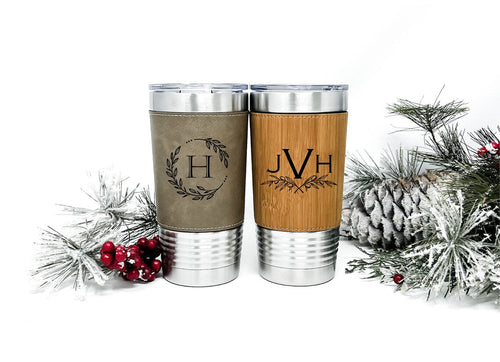 Leather Gift Set Tumbler - YOUR LOGO - Personalized Mug - Personalized Tumbler - Engraved Tumbler - Gift for office gift for employees - LLD Gifts by Lauren Lash