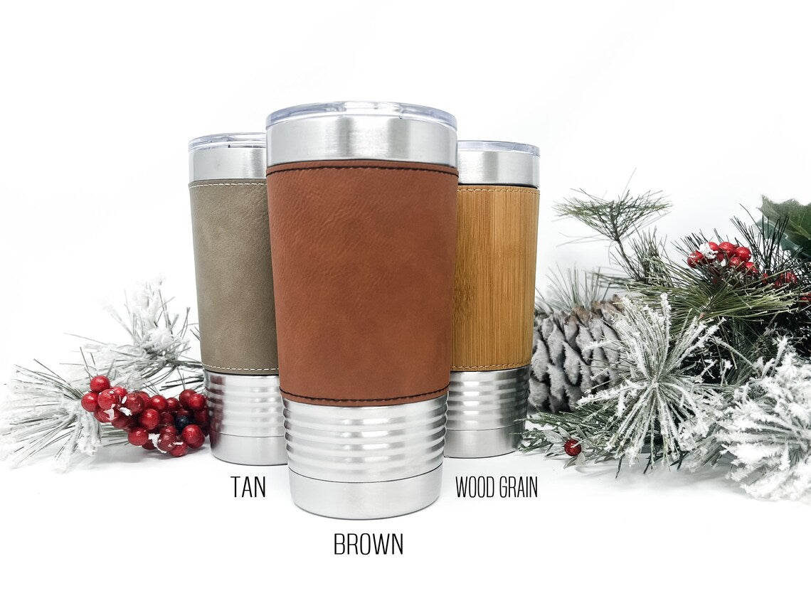 Leather Gift Set Tumbler - YOUR LOGO - Personalized Mug - Personalized Tumbler - Engraved Tumbler - Gift for office gift for employees - LLD Gifts by Lauren Lash