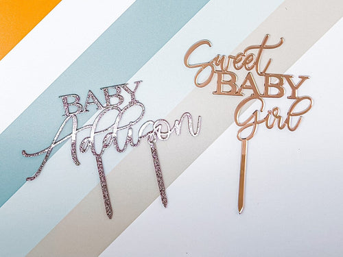 Custom Cake Topper - Name Cake Topper - Baby Shower Cake Topper - Rose Gold Cake Topper - Gender Reveal Cake Topper - It's a Girl - LLD Gifts by Lauren Lash