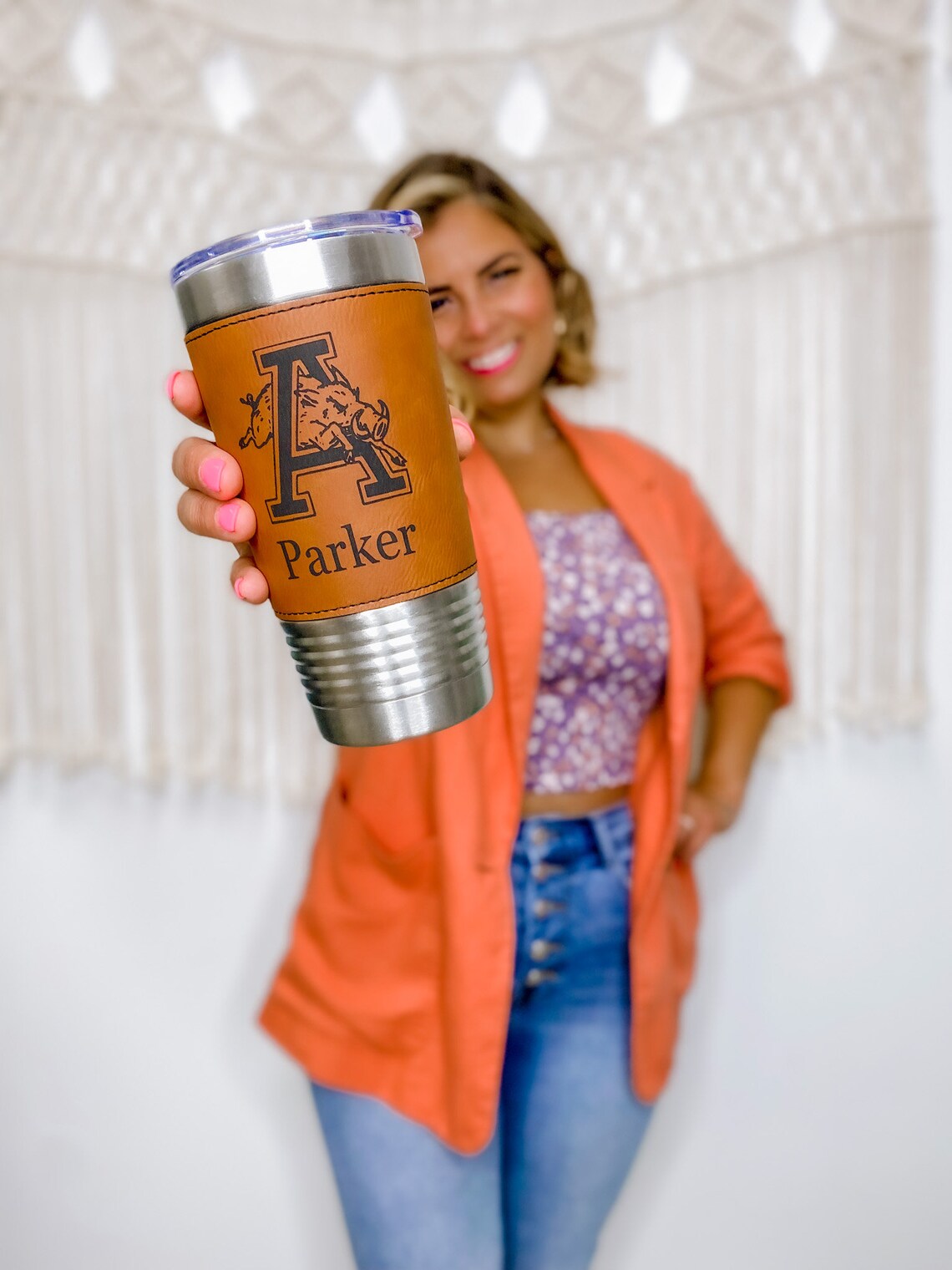 Leather Tumbler - Personalized Gift for Dad - Personalized Tumbler - Engraved Tumbler - Gift for him - Sports Mug - Beer Mug - LLD Gifts by Lauren Lash