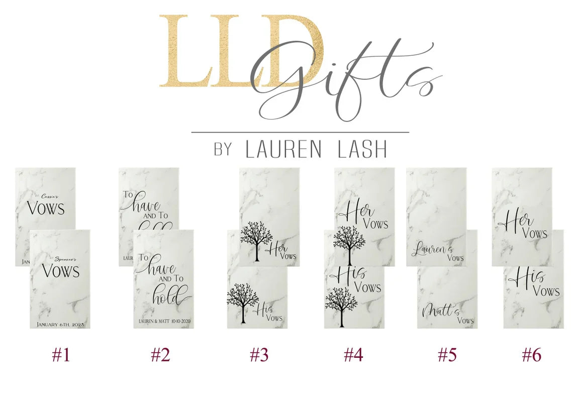 Wedding Vow Books - Leather Vow Booklets - Set of 2 - LLD Gifts by Lauren Lash