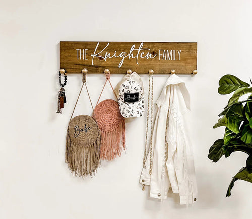 Wall Coat Rack Coat Hooks Towel Rack Wall Mount Rack Key Hanger Wall Organizer Wall Hooks Wall Key Holder Key Organizer Dog Leash Holder - LLD Gifts by Lauren Lash