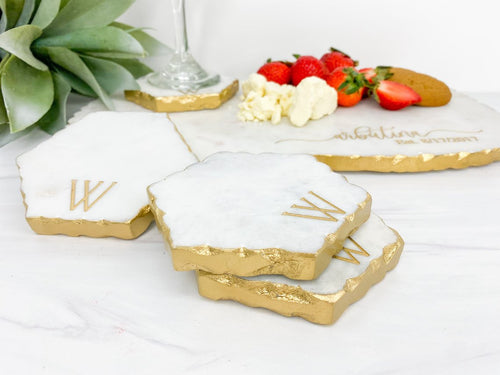 Personalized Lazy Susan - Marble & Gold Cheese Board - Custom Cutting Board - Charcuterie Board - Serving Tray - Wedding Gift- GOLD EDGE - LLD Gifts by Lauren Lash