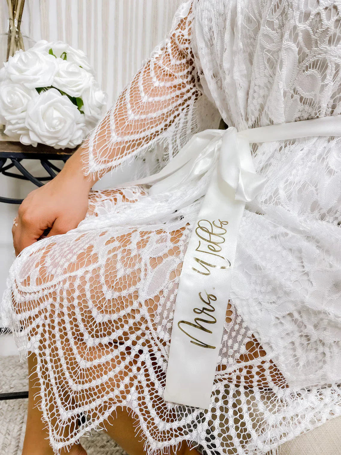 Personalized Lace Robe - Wedding Lingerie