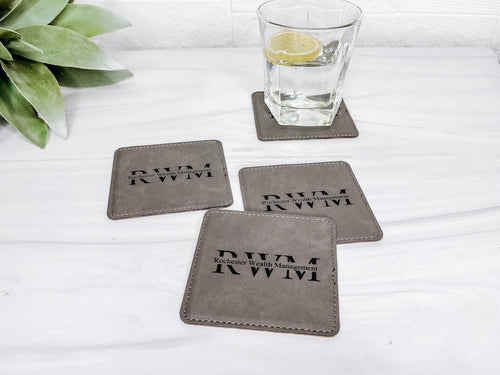 Custom Leather Coasters - Set of 6