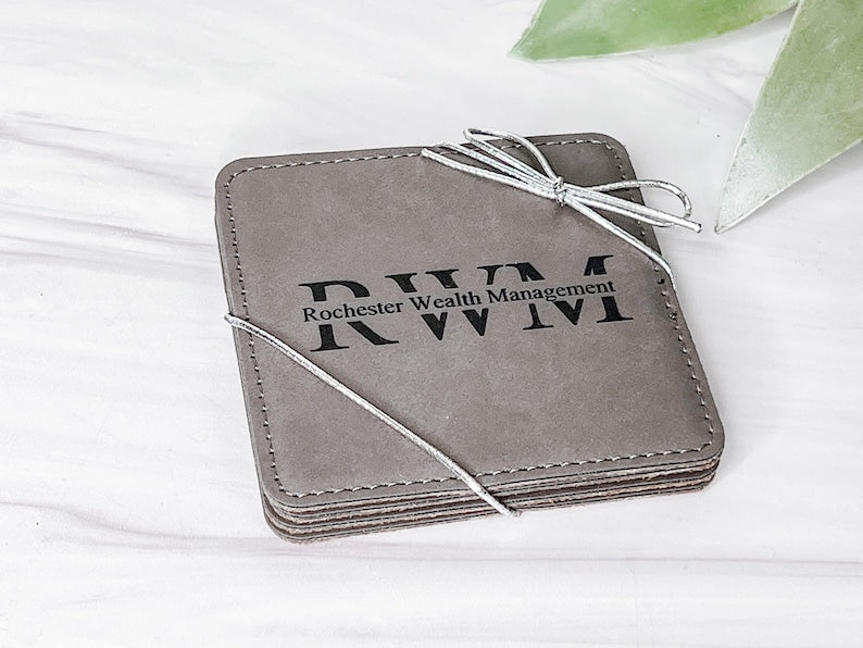 Custom Leather Coasters - Set of 6