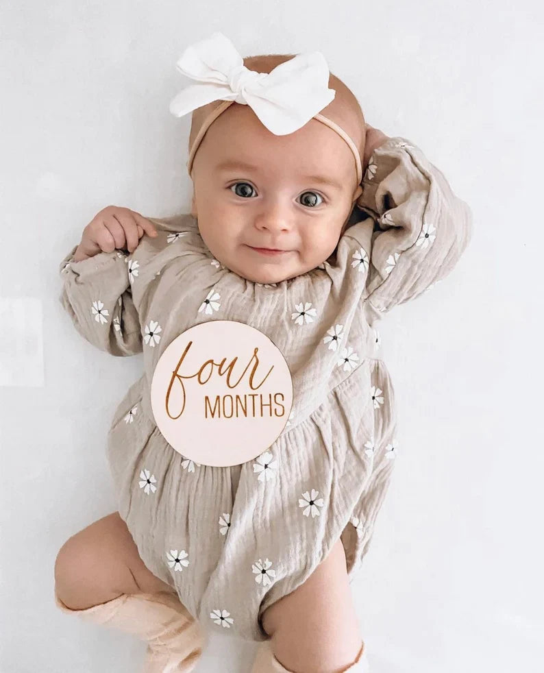 Round Wooden Monthly Milestone for Baby Photos - Baby by the Month Photo Props - Baby Milestone Cards - baby milestone discs - LLD Gifts by Lauren Lash