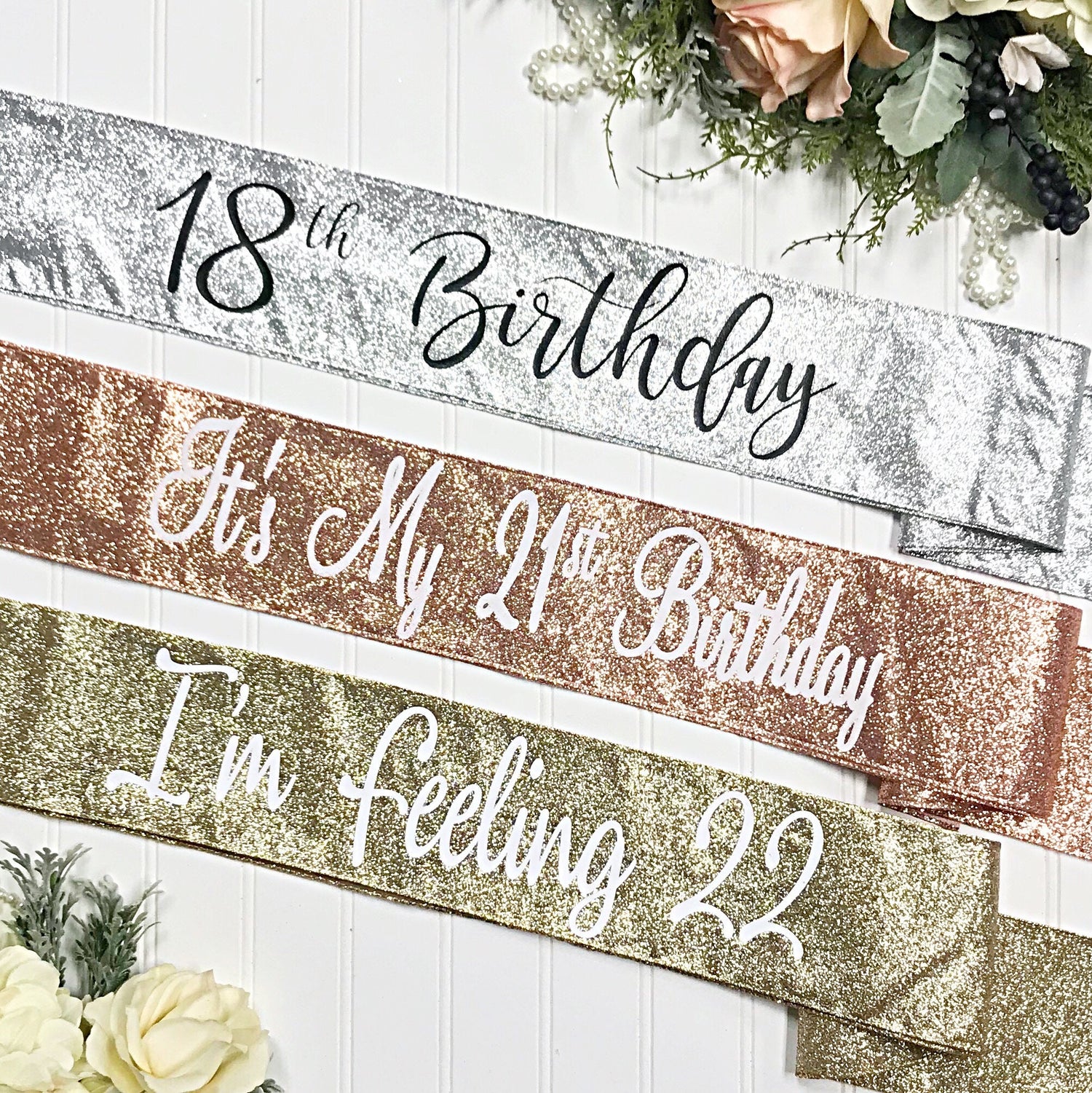 Birthday Sash  Finally 21  Glitter