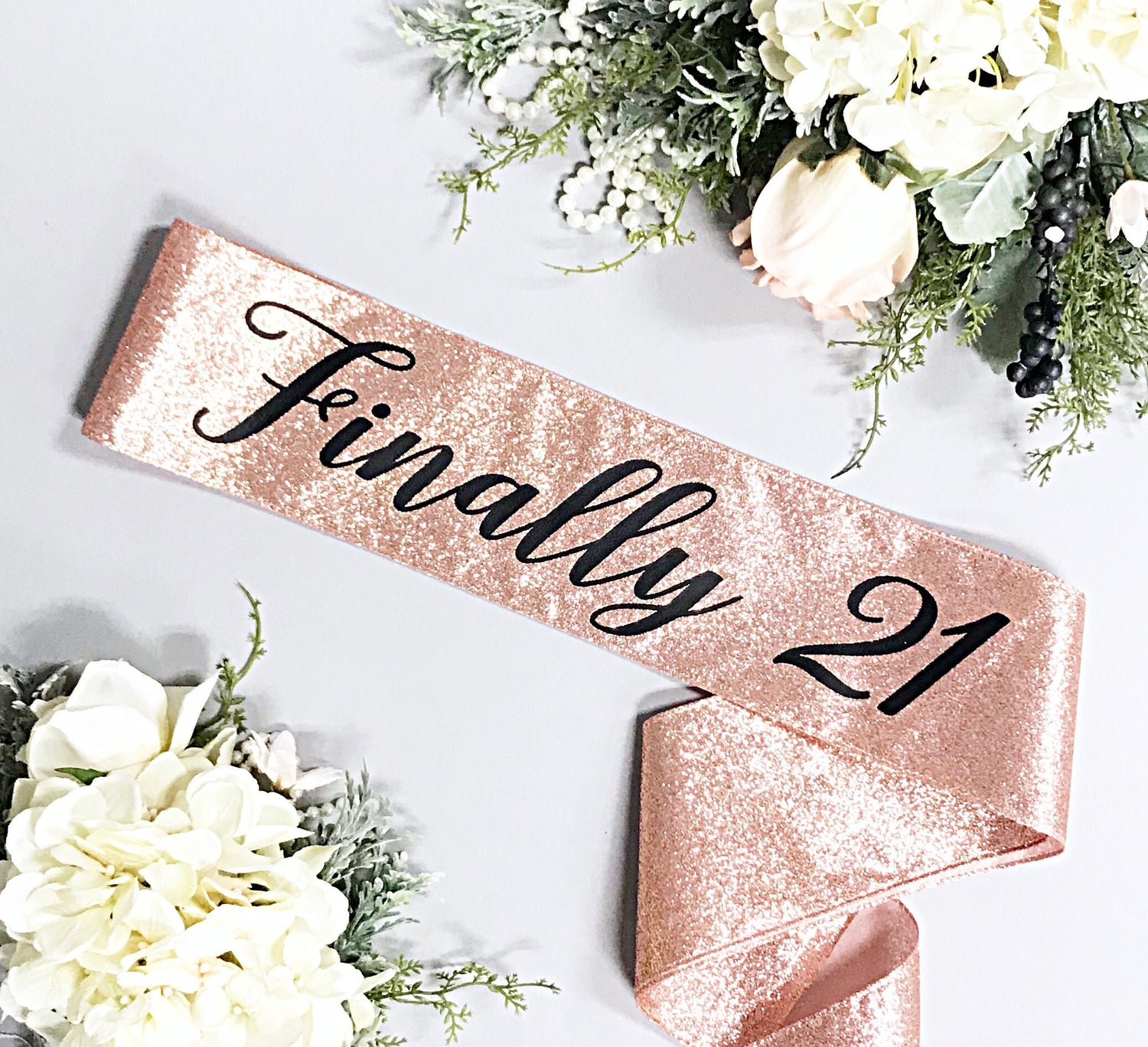 Birthday Sash  Finally 21  Glitter