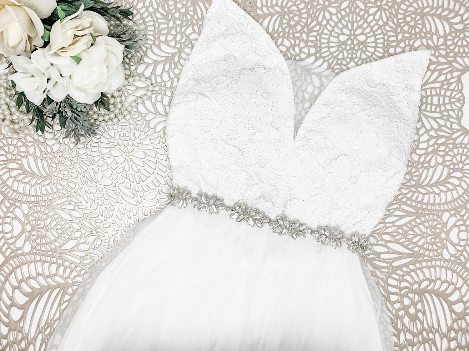 Crystal Flower Girl Belt  Style: HARPER (Silver)