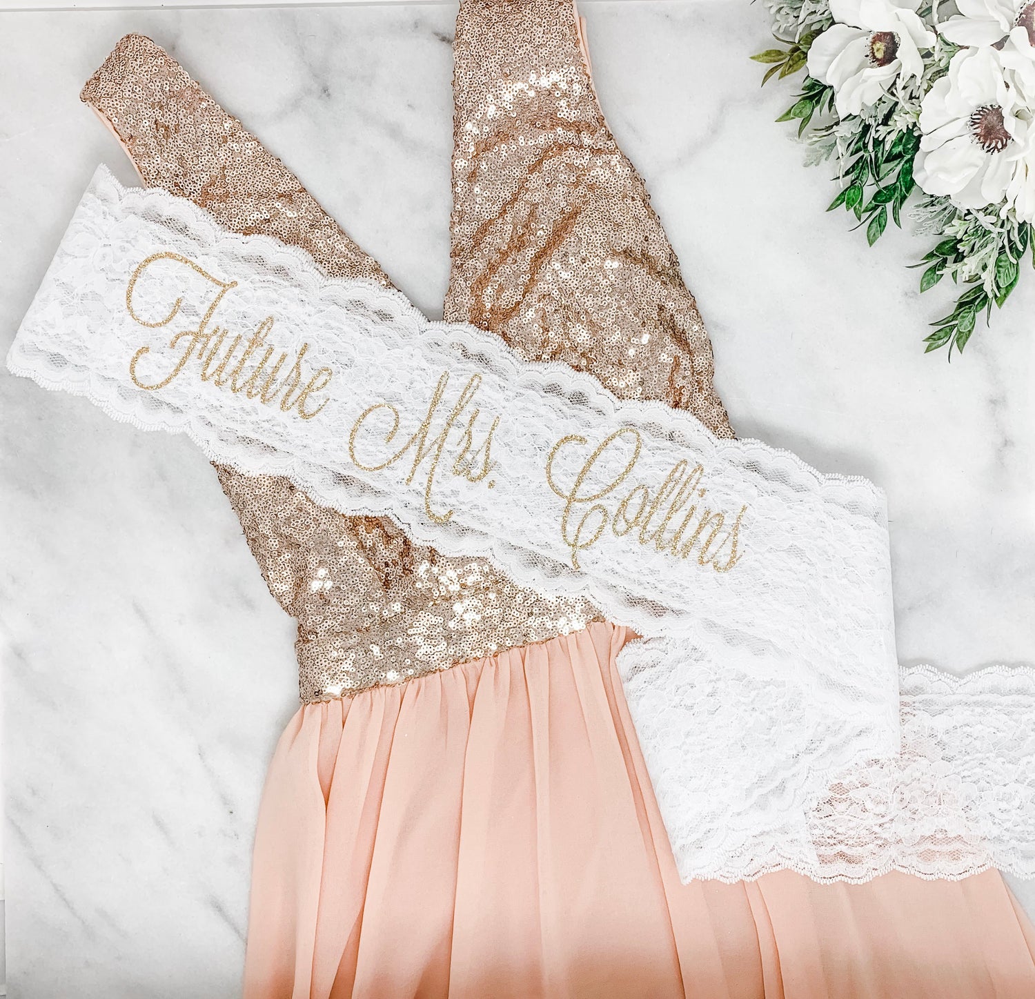 Personalized Bachelorette Sash  Lace