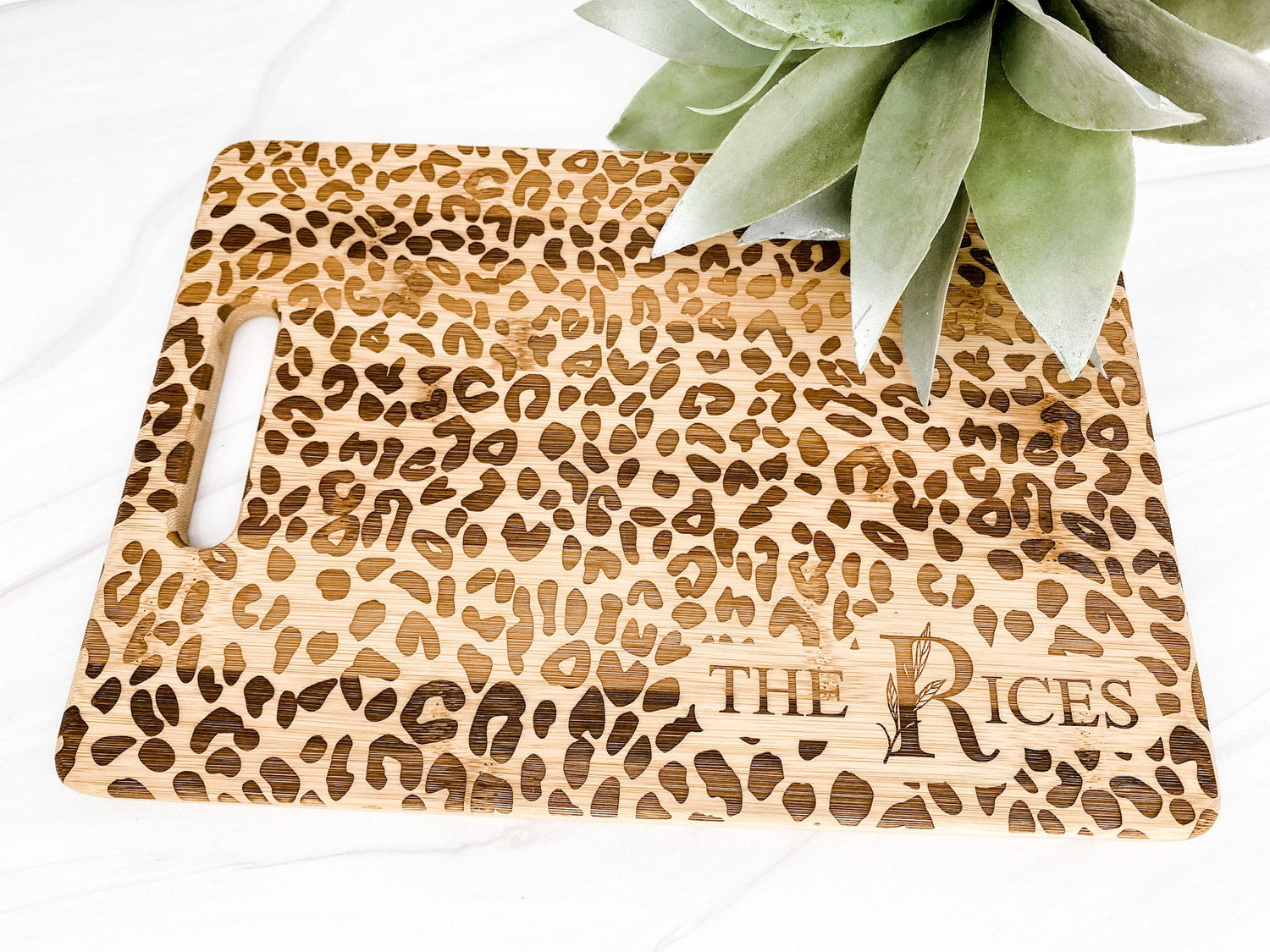 Leopard Personalized Cheese Board  BAMBOO