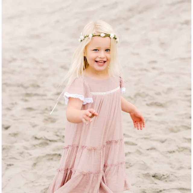 Flower Girl Headpiece Child Size White Gold flower Crown Bridal Accent Special Day Wedding Wreath Boho Style Rustic Band Fairy Princess