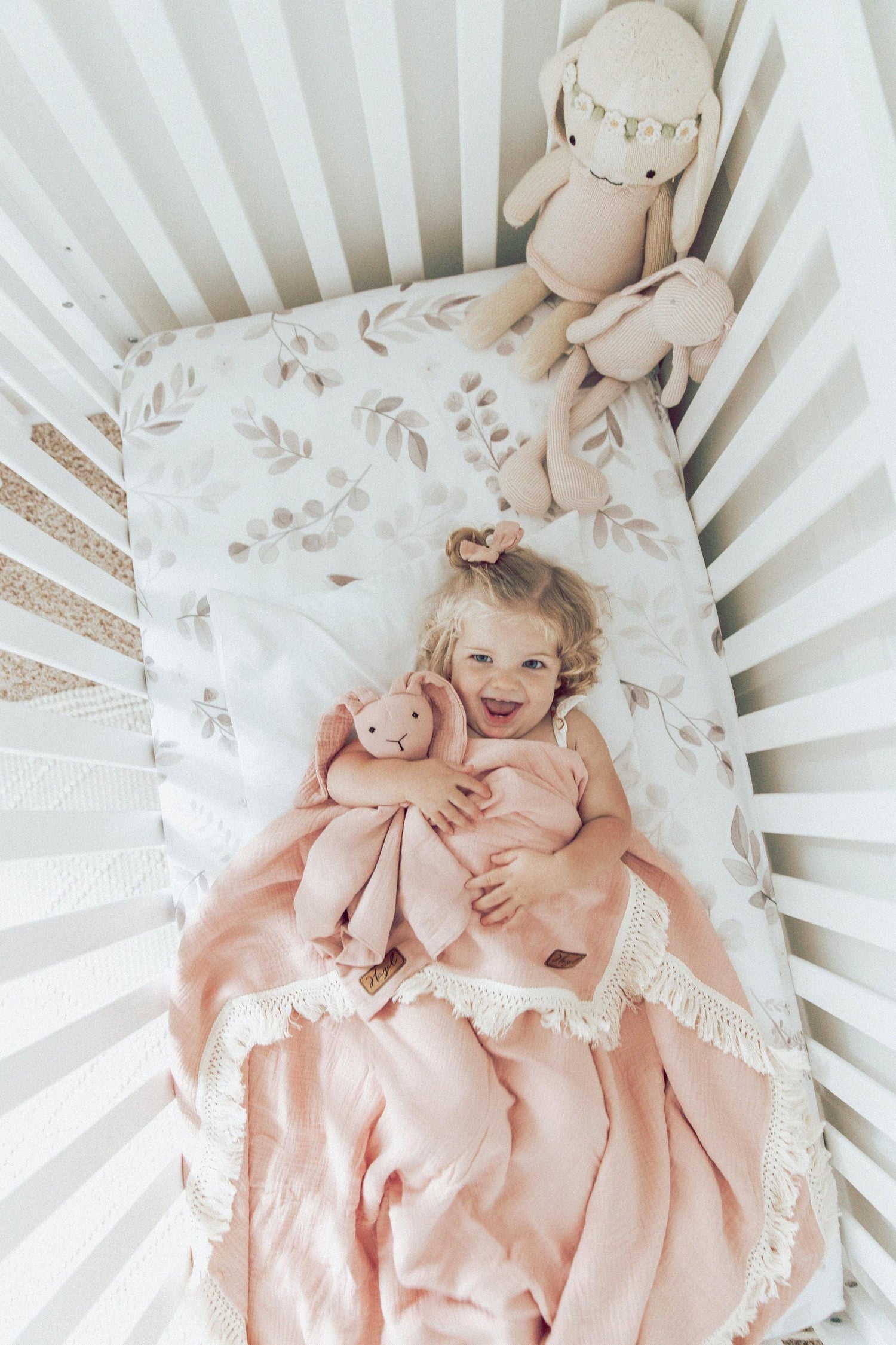 Baby Shower Gift Set Newborn Blanket Personalized Infant Room Decor Set Including Teether Bunny Lovey Gift Bundle for Nursery Blanket Cover