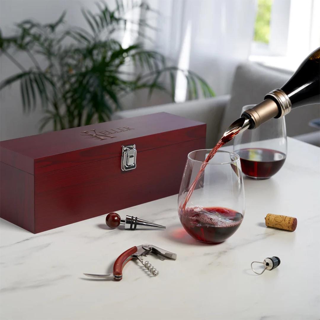 Wooden Wine Box Gift Set Wine Tools Storage Case Personalized Gift Idea Luxury Present Bottle Holder Wine Accessory Gift Box Closing Gift