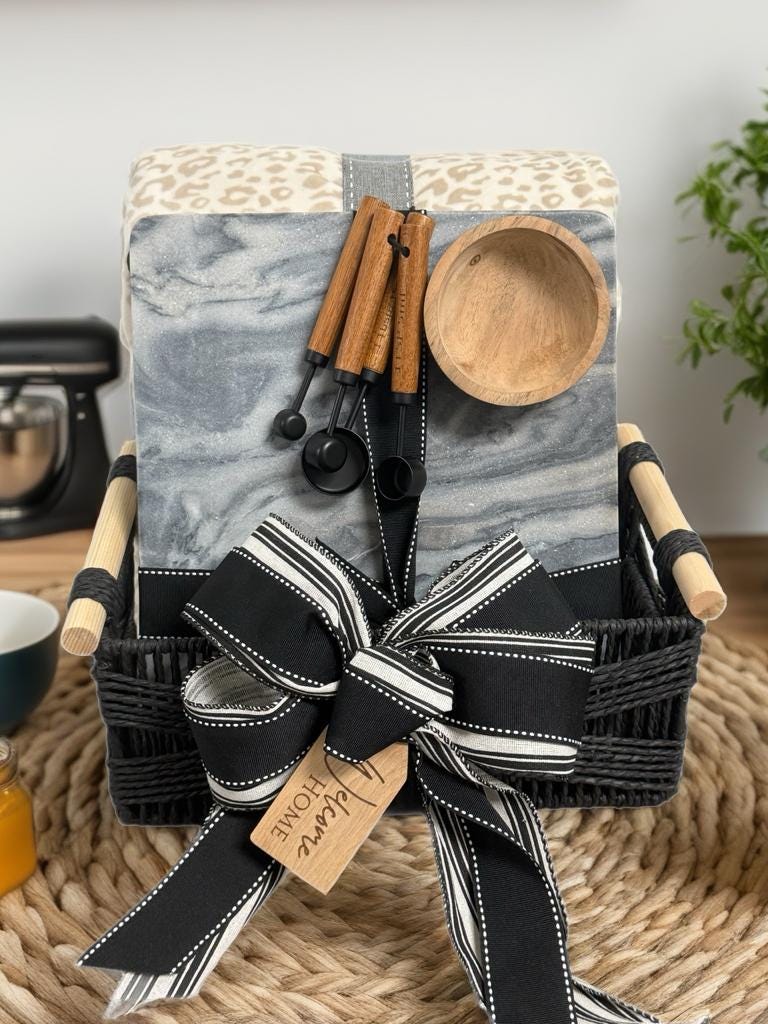 Charcuterie Gift Basket cozy blanket housewarming set marble board kitchen gift new home decor client present