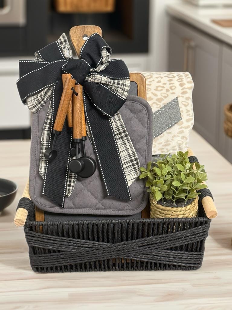 Charcuterie Gift Basket cozy blanket housewarming set slate wood board kitchen gift new home decor client present