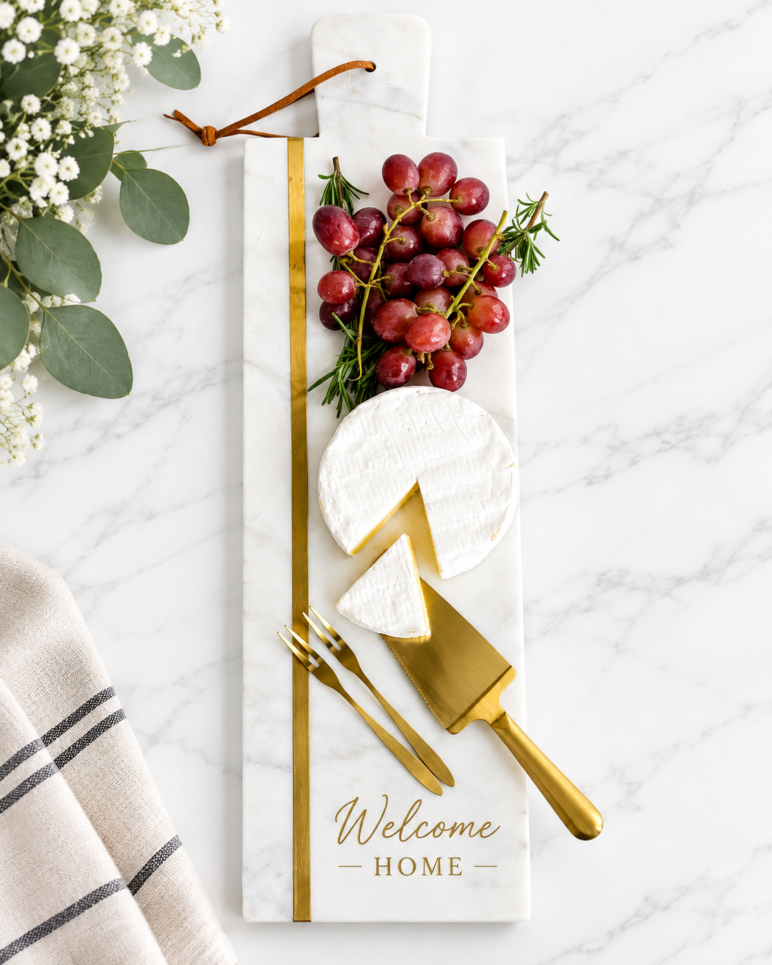 Personalized marble charcuterie board realtor closing gift