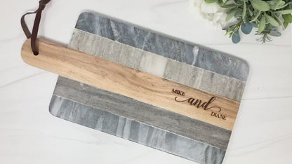 Personalized Marble & Wood Charcuterie Board  Multicolor