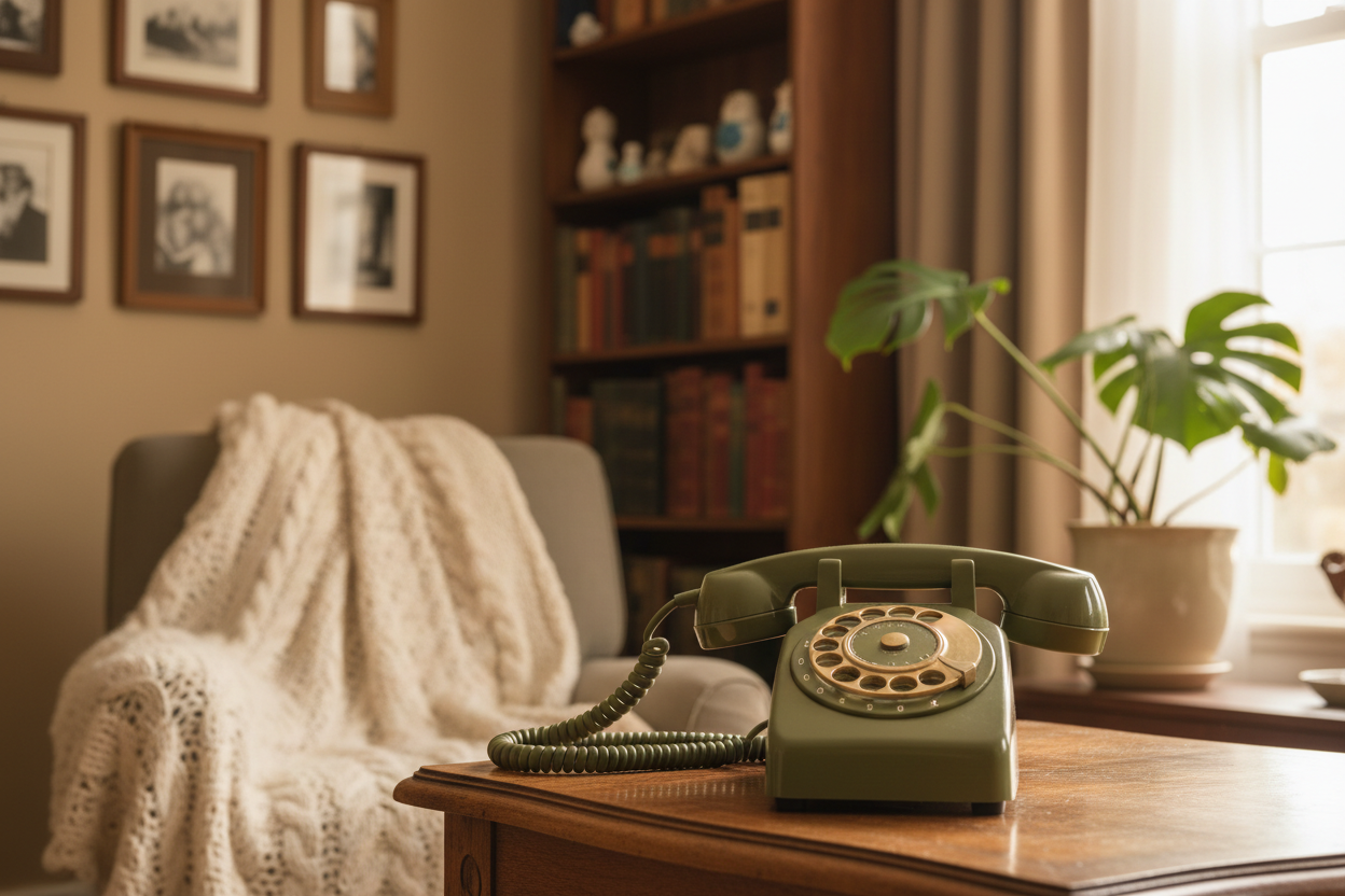 Telephone and a homey background